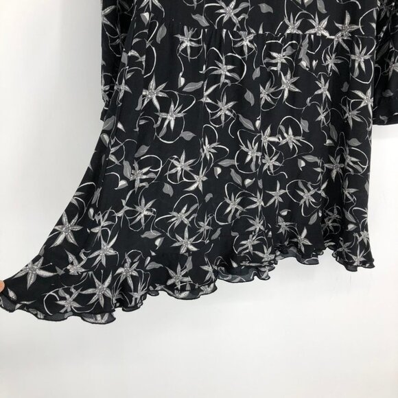Zadig & Voltaire Dark Floral Remus Print Drop-Waist Silk  Long Sleeve Dress S - Picture 9 of 16